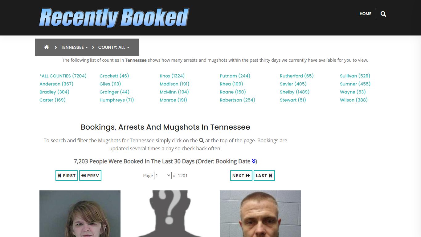 Recent bookings, Arrests, Mugshots in Tennessee - Recently Booked
